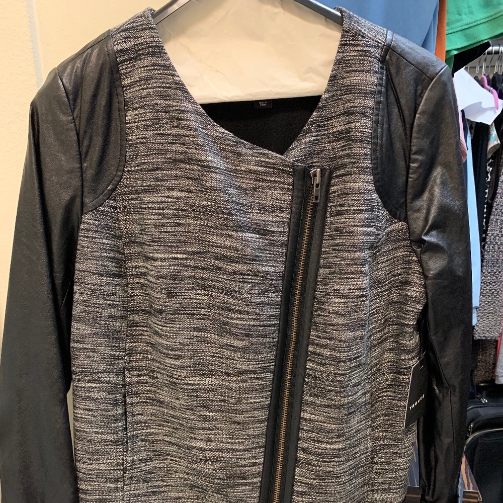 Black and White faux leather jacket